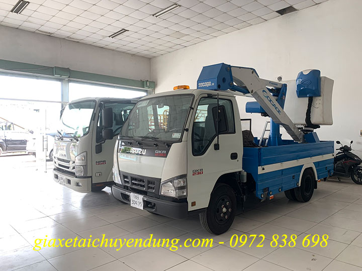 xe thang nâng người 14m isuzu socage, xe nâng người sử chữa điện 14m